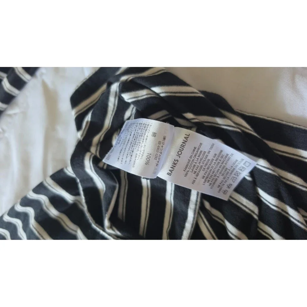Banks Journal Men's L Organic Cotton Striped Long Sleeve Polo Surf Skate Shirt